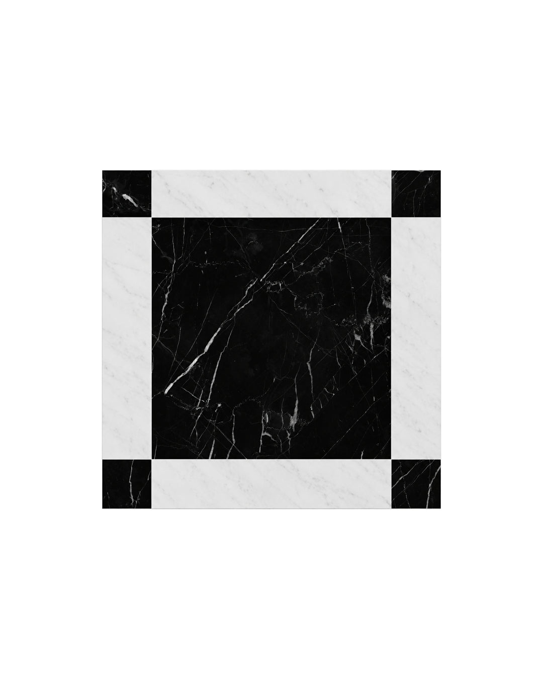 Atelier Petit Marbre Carré – marmorgulv i sort Nero Marquinha og Bianco Carrara fra Devon&Devon