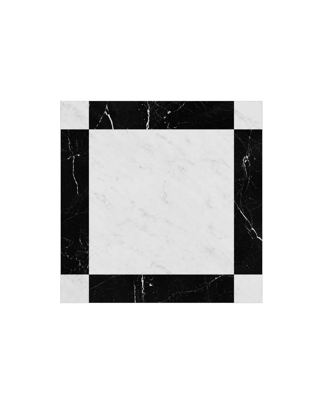 Atelier Petit Marbre Carré – marmorgulv i Bianco Carrara og Nero Marquinha fra Devon&Devon