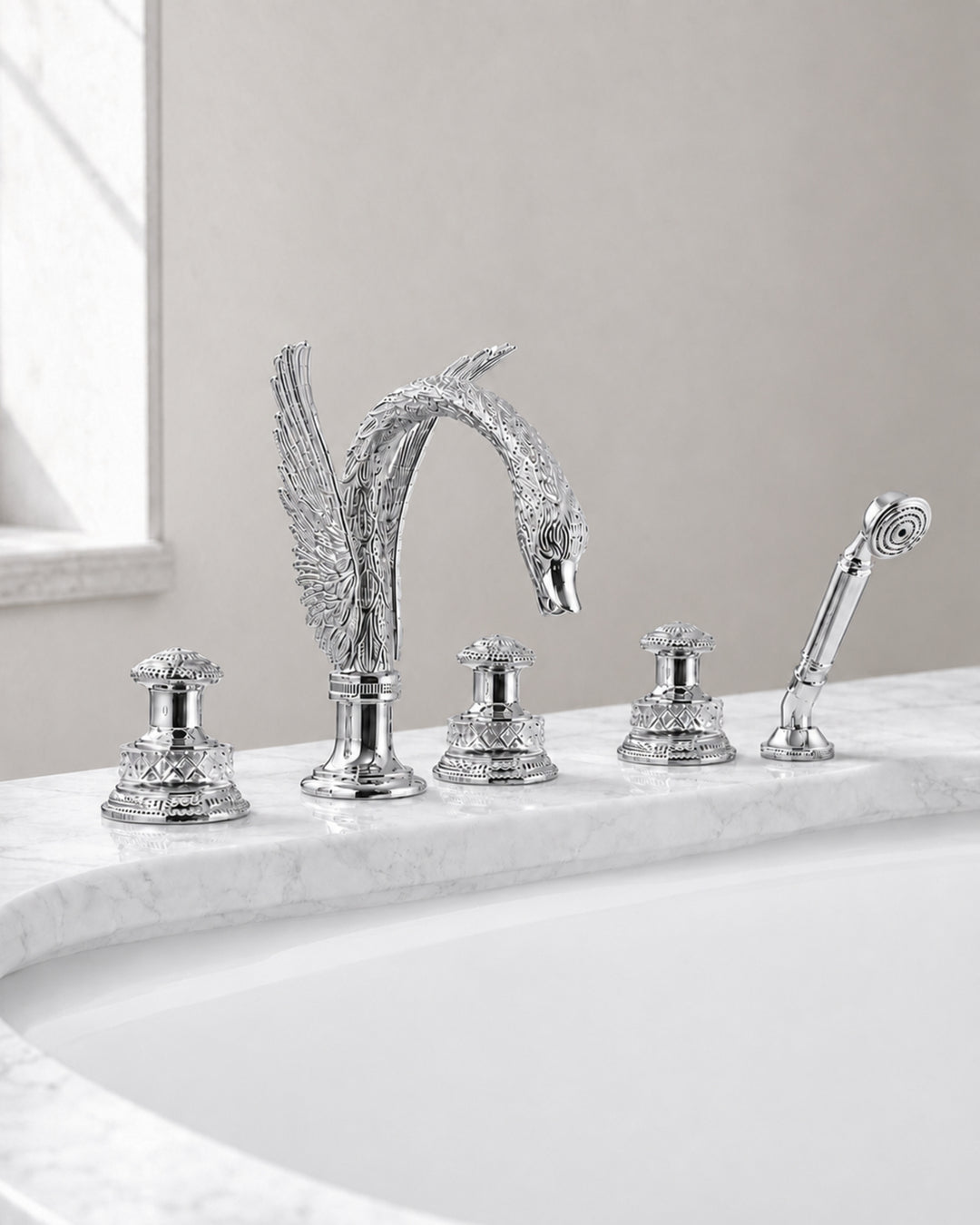 Swan 5-huls badekarsarmatur med svanetud – Devon&Devon | DSL Studio