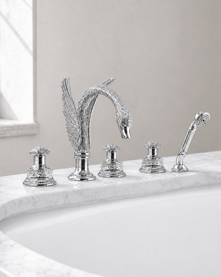 Swan 5-huls badekarsarmatur med svanetud – Devon&Devon | DSL Studio