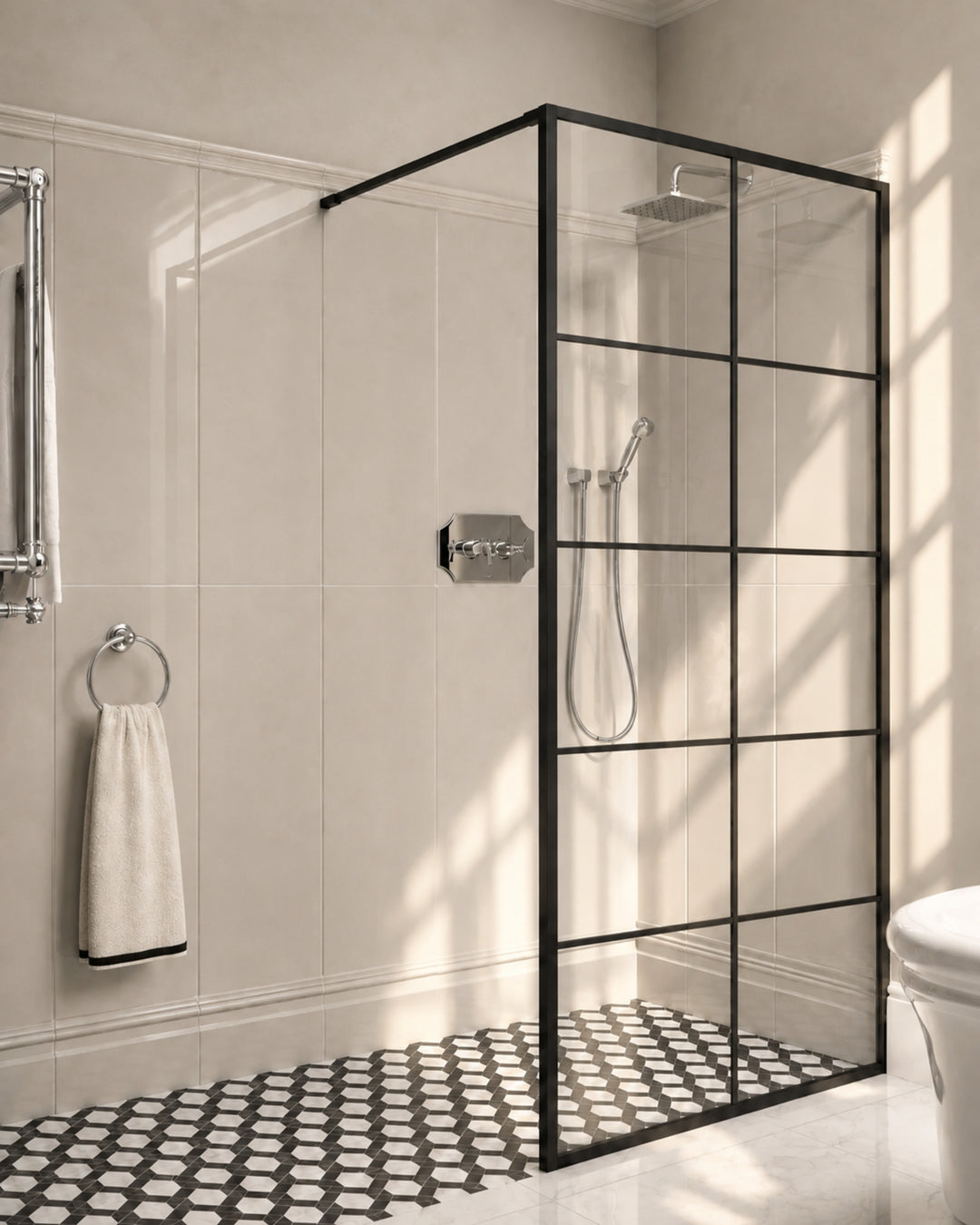 Elite 15 marmormosaik i Bianco Carrara og Nero Marquinha – interiør – Devon&Devon