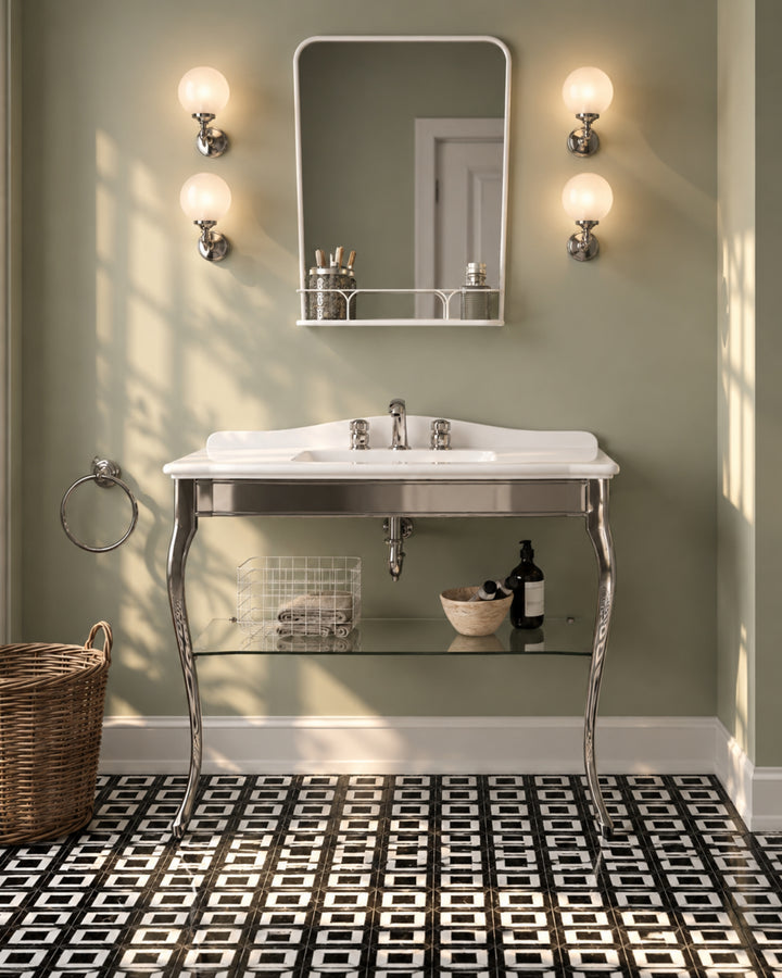 Jacqueline Ceramic konsol med håndvask set fra siden fra Devon&Devon