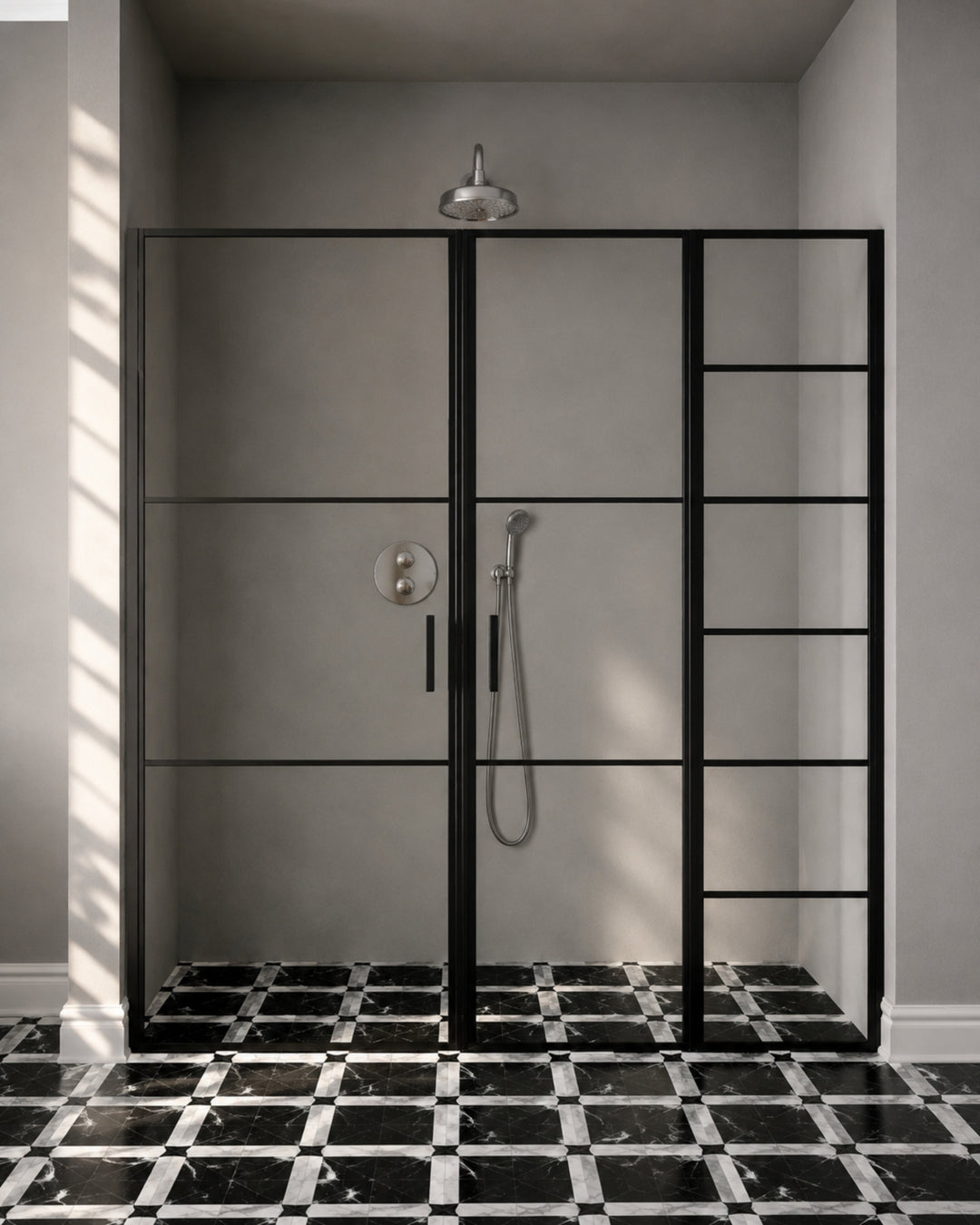 Prestige 7 marmorgulv i Nero Marquinha og Bianco Carrara – interiør – Devon&Devon
