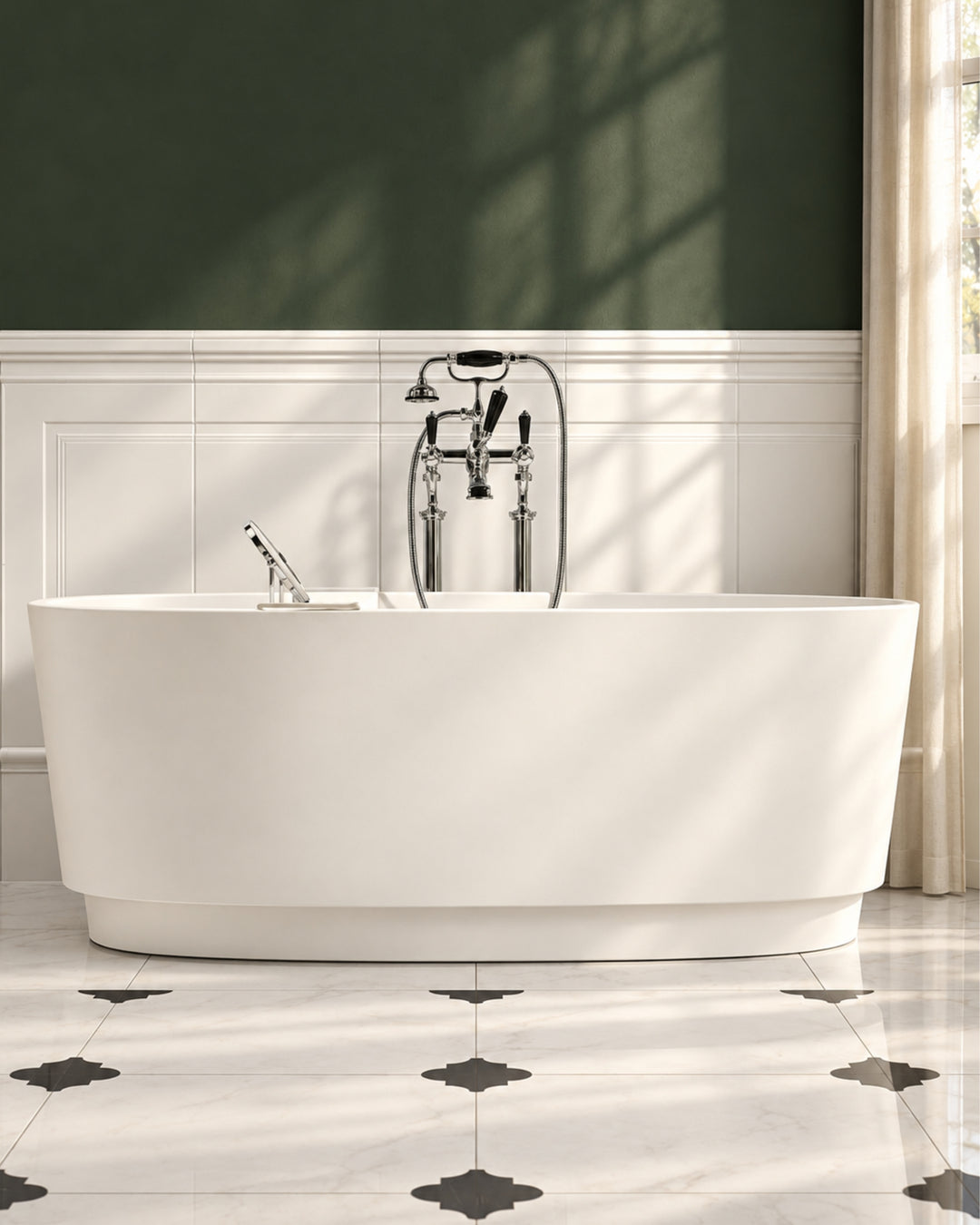 Dove med sokkel – fritstående badekar i White Tec Plus – Devon&Devon