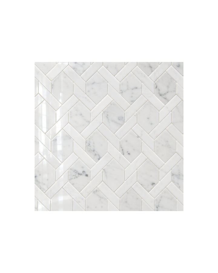 Elite 15 marmormosaik i Bianco Carrara – marmorgulv fra Devon&Devon