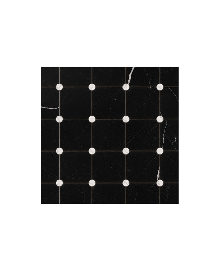 Elite 1 marmormosaik i Nero Marquinha og Bianco Carrara – marmorgulv fra Devon&Devon