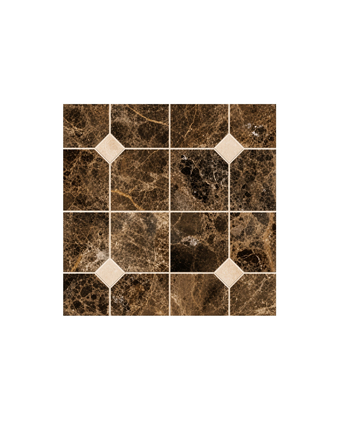 Elite 3 marmormosaik i Emperador Dark og Crema Marfil – marmorgulv fra Devon&Devon