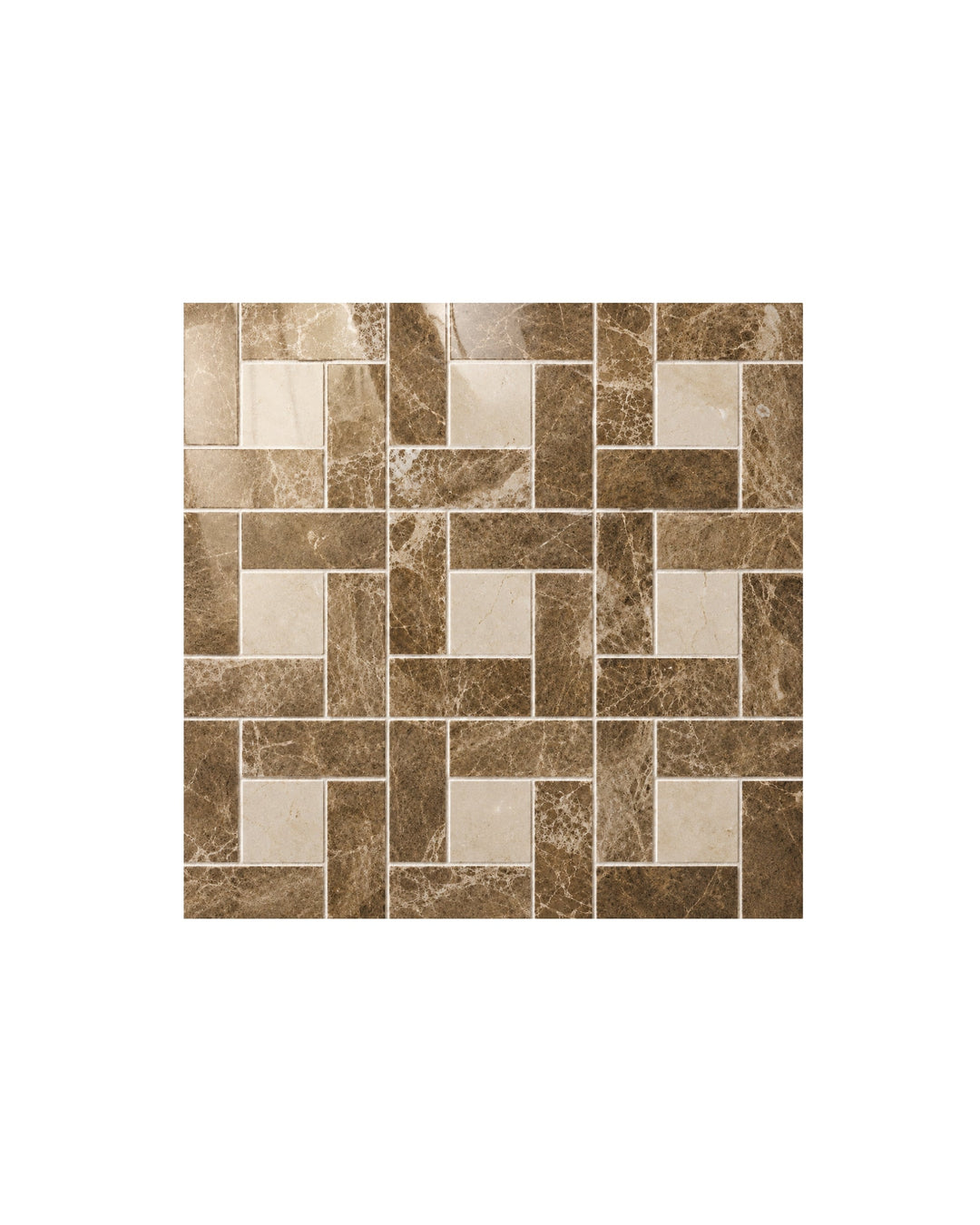 Elite 4 marmormosaik i Emperador Light og Crema Marfil – marmorgulv fra Devon&Devon
