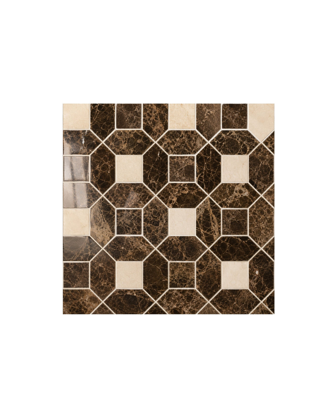 Elite 5 marmormosaik i Emperador Dark og Crema Marfil – marmorgulv fra Devon&Devon