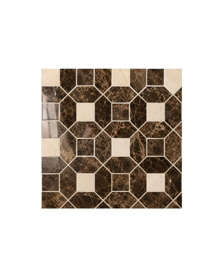 Elite 5 marmormosaik i Emperador Dark og Crema Marfil – marmorgulv fra Devon&Devon