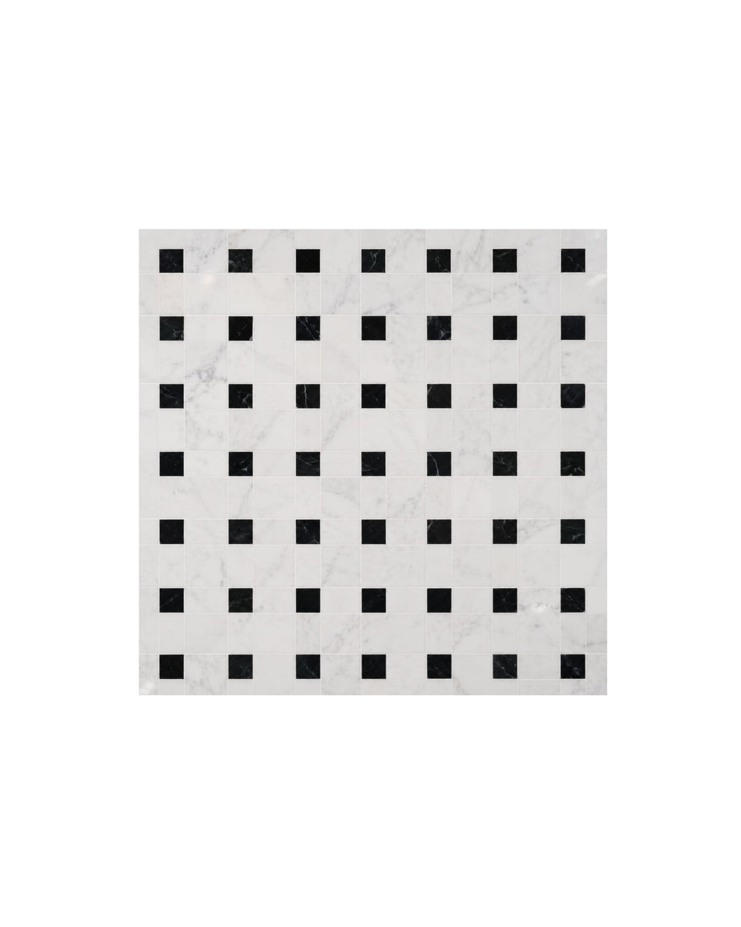 Elite 6 marmormosaik i Bianco Carrara og Nero Marquinha – marmorgulv fra Devon&Devon