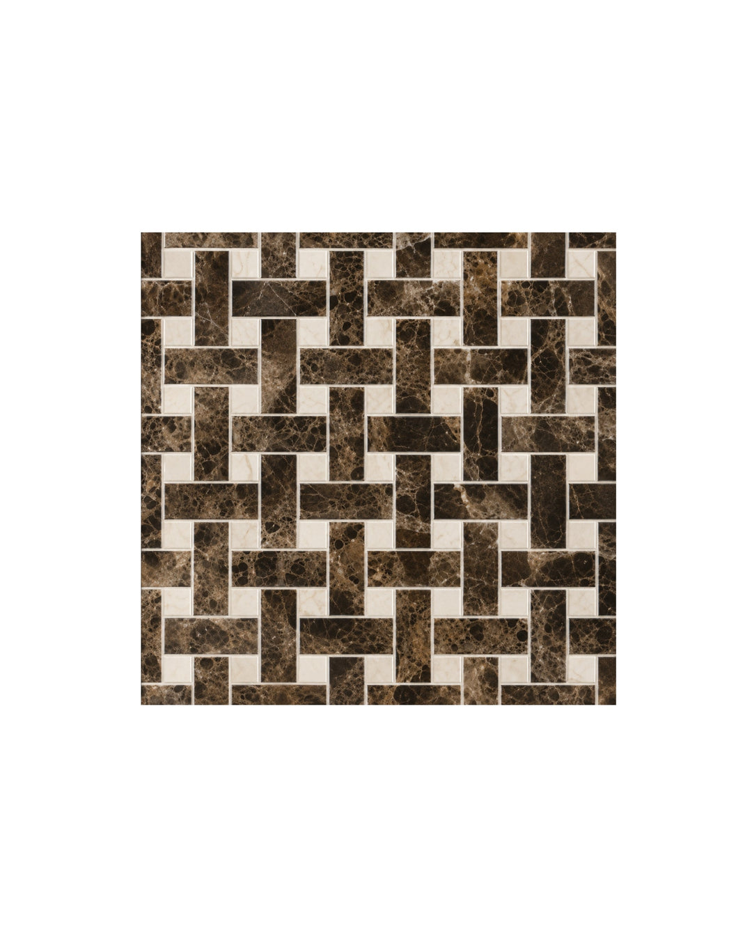 Elite 6 marmormosaik i Emperador Dark og Crema Marfil – marmorgulv fra Devon&Devon