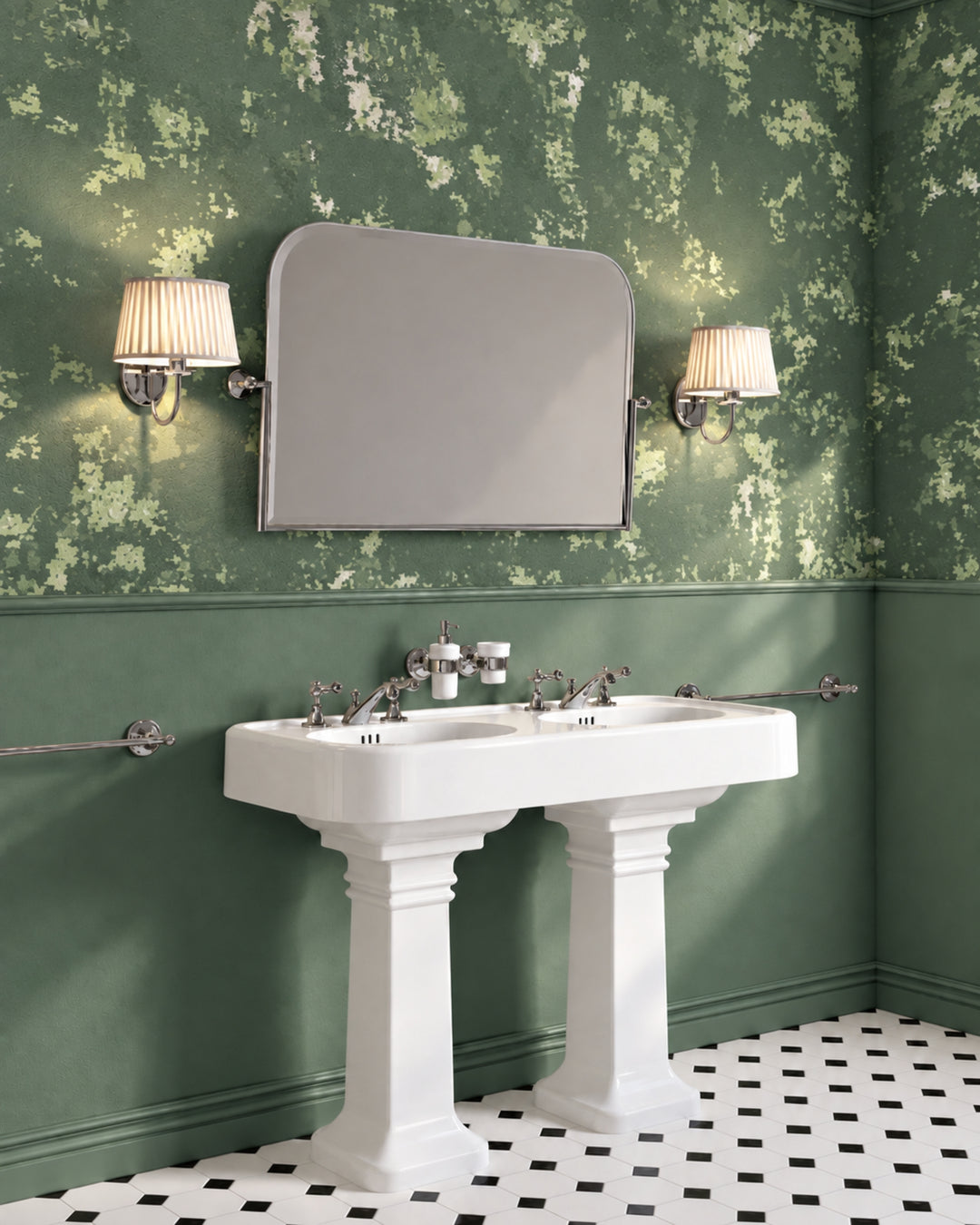 Devon&Devon Echo tapet i grøn med boiserie-panel fra Style Office-kollektionen