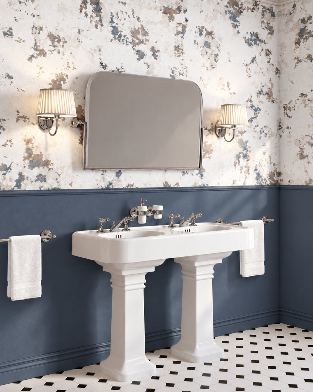 Devon&Devon Echo tapet i hvid med boiserie-panel fra Style Office-kollektionen