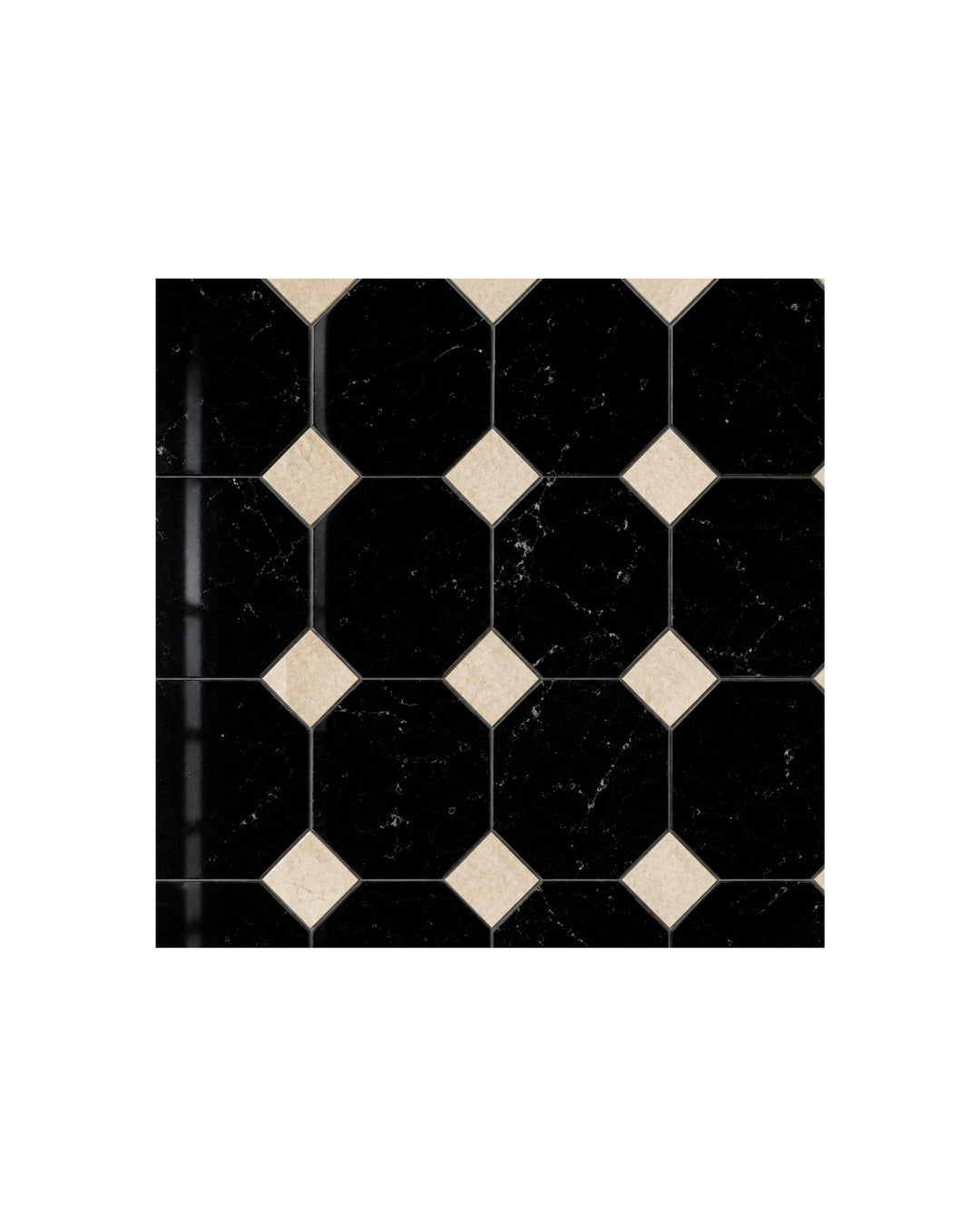 Elite ottekantet marmorgulv i Nero Marquinha med indsæt-brikker – billede 2 – Devon&Devon