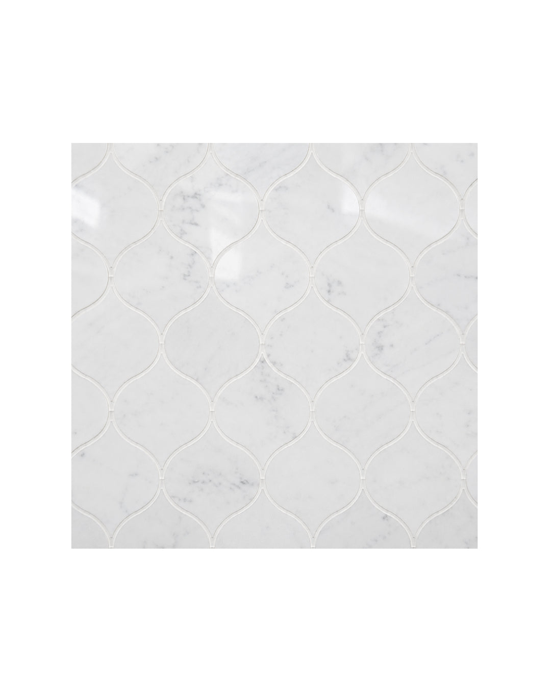 Elite 16 arabesk marmormosaik i Bianco Carrara – marmorgulv fra Devon&Devon