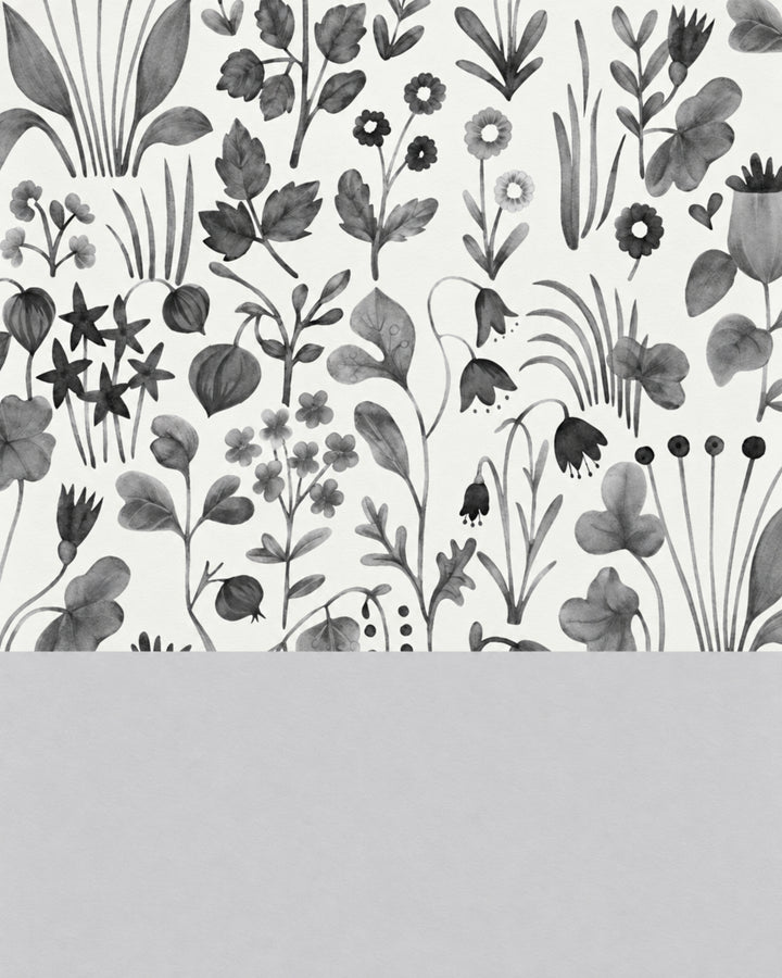 Devon&Devon Herbarium tapet i hvid & sort med boiserie-panel fra Style Office-kollektionen
