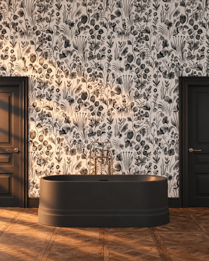 Devon&Devon Herbarium tapet i hvid & sort fra Style Office-kollektionen
