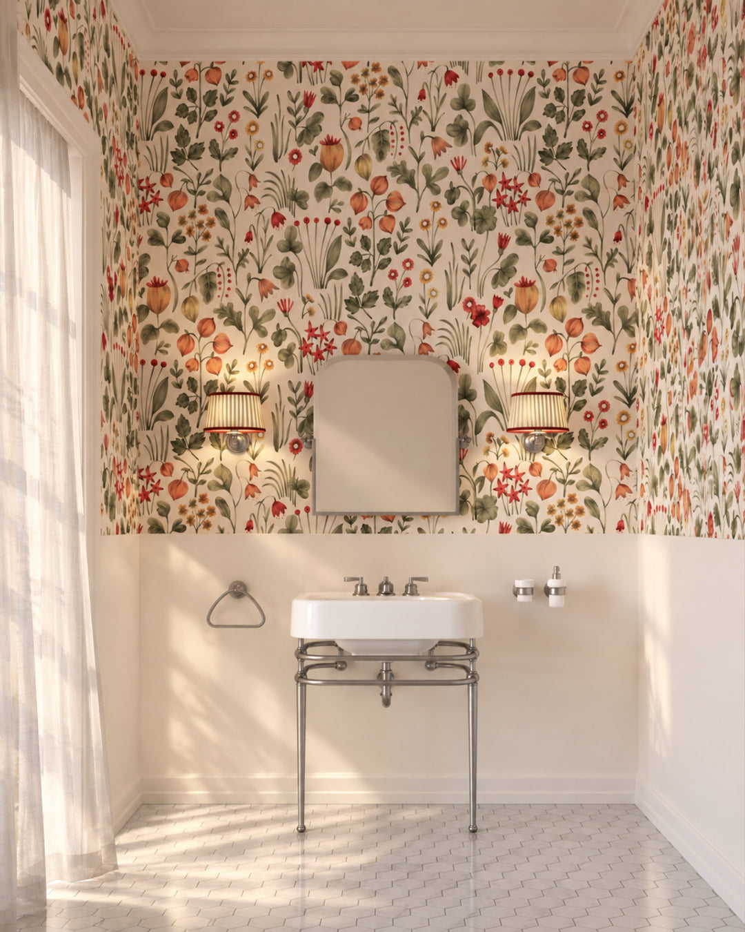 Devon&Devon Herbarium tapet i lys med boiserie-panel fra Style Office-kollektionen