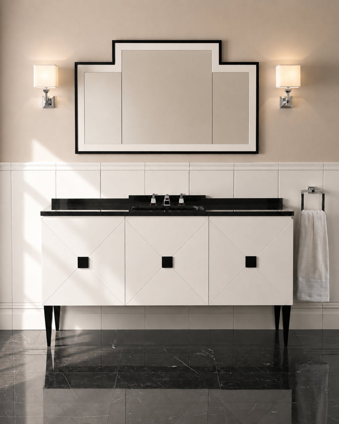 Jetset 3 vaskemøbel i Art Déco-stil med Swindon-vask fra Devon&Devon