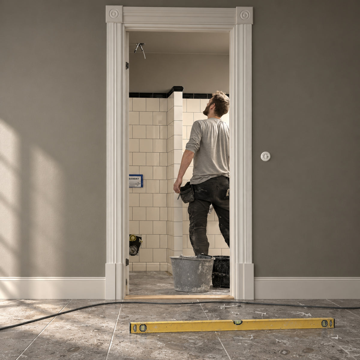 Badeværelse under opbygning