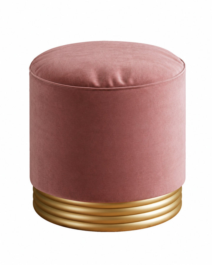 Zelda pouf i pink velour med metalsokkel fra Devon&Devon