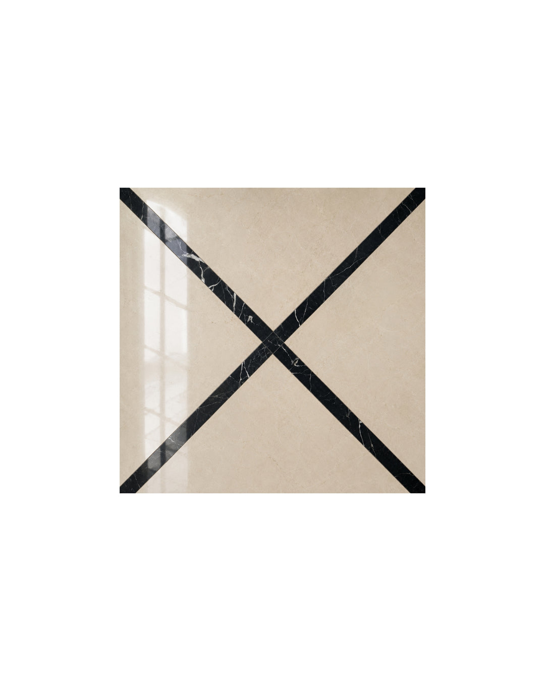 Prestige 2 marmorflise i Crema Marfil og Nero Marquinha, 20×20 cm – Devon&Devon