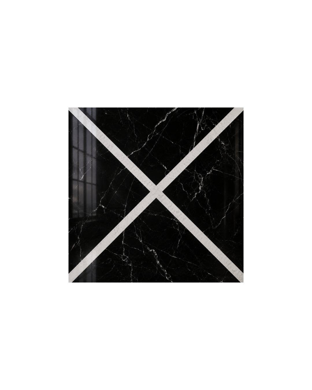 Prestige 2 marmorflise i Nero Marquinha og Bianco Carrara, 20×20 cm – Devon&Devon