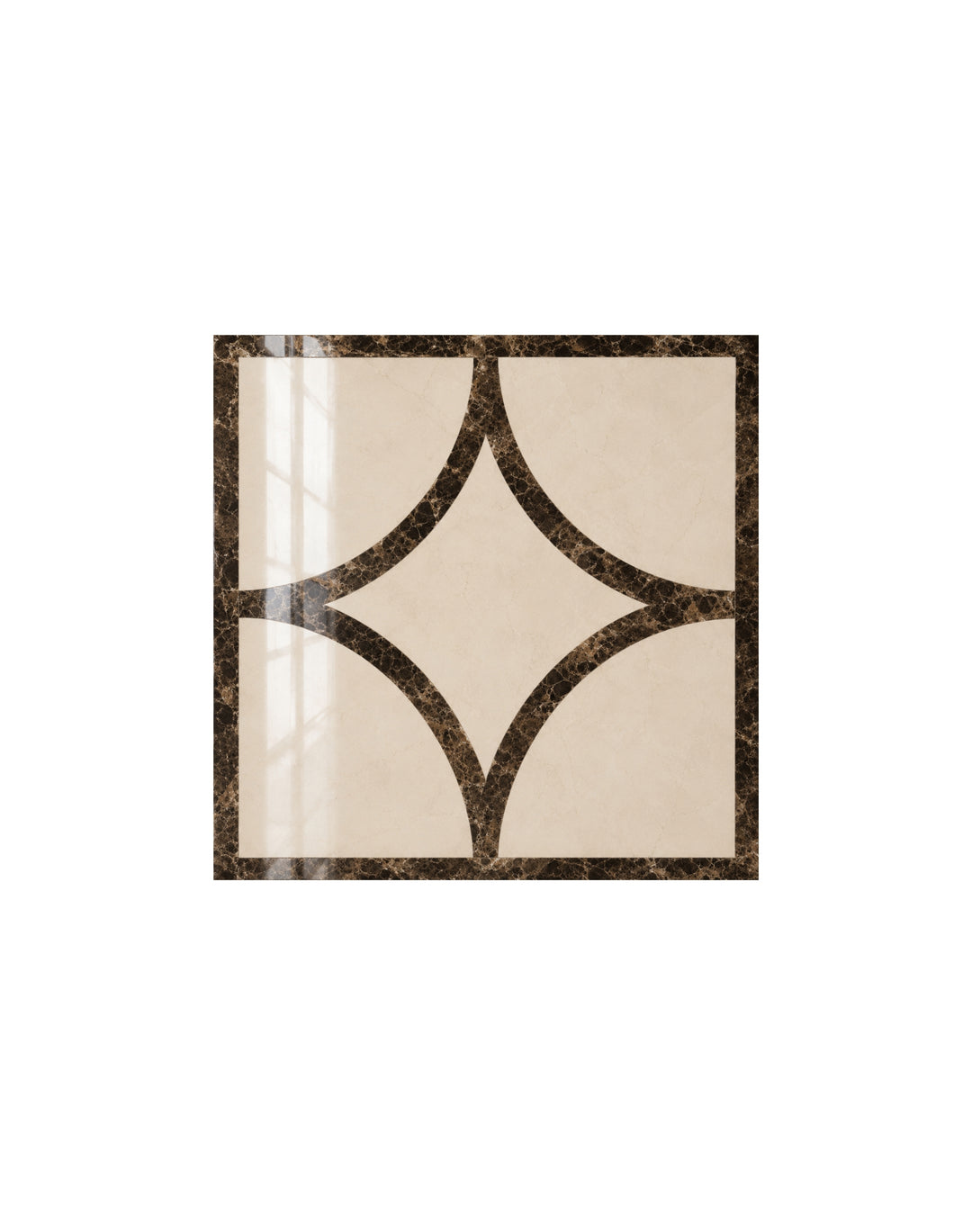 Prestige 3 marmorflise i Crema Marfil og Emperador Dark, 20×20 cm – Devon&Devon