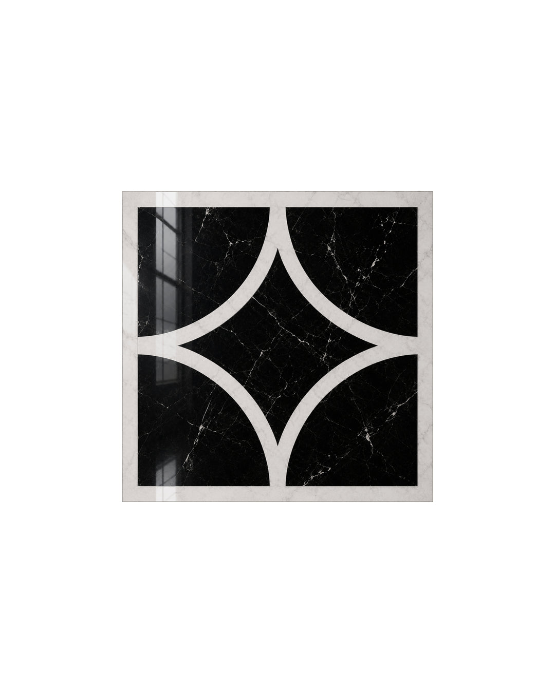 Prestige 3 marmorflise i Nero Marquinha og Bianco Carrara, 20×20 cm – Devon&Devon