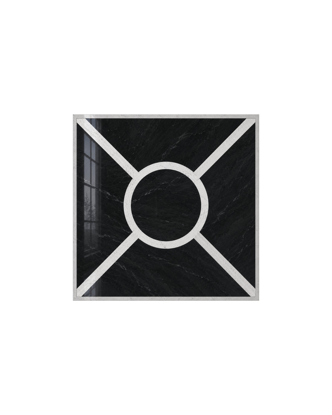 Prestige 4 marmorflise i Nero Marquinha og Bianco Carrara, 20×20 cm – Devon&Devon