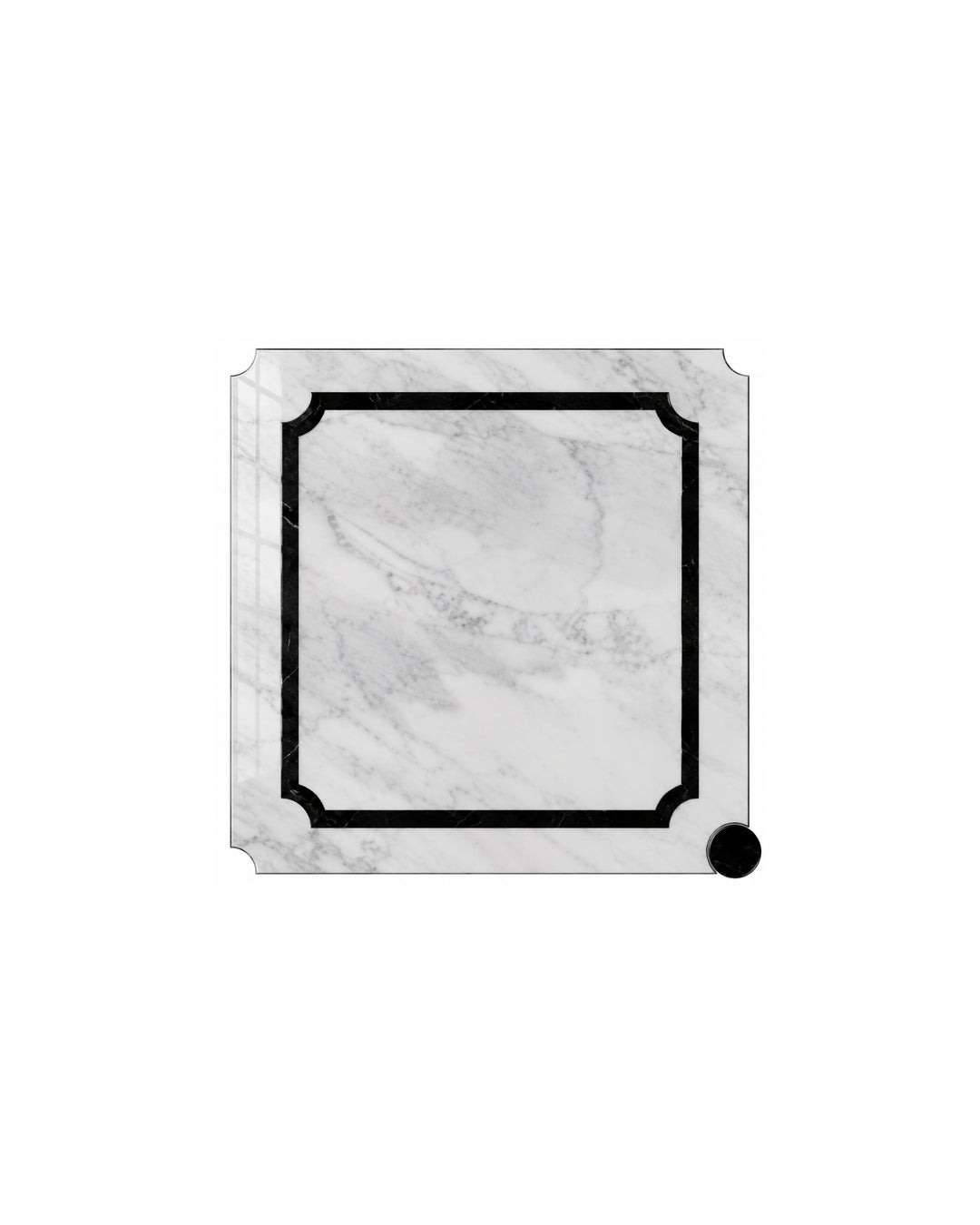 Prestige 5 marmorflise i Bianco Carrara og Nero Marquinha, 20×20 cm – Devon&Devon