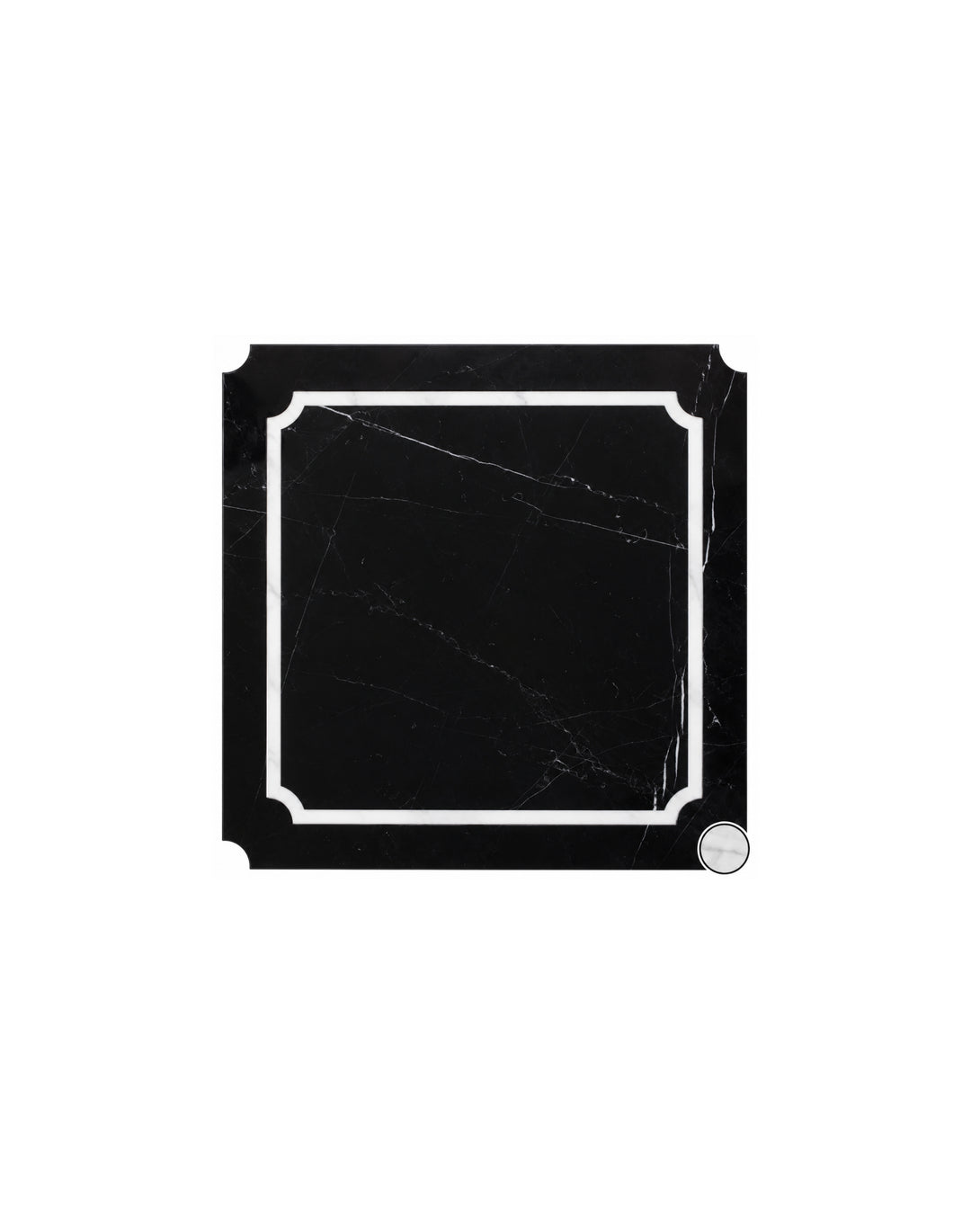 Prestige 5 marmorflise i Nero Marquinha og Bianco Carrara, 20×20 cm – Devon&Devon