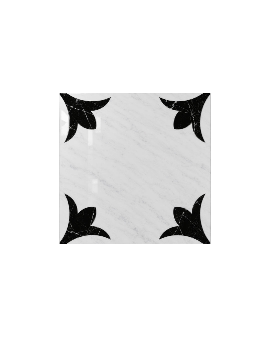 Prestige 6 marmorflise i Bianco Carrara og Nero Marquinha, 20×20 cm – Devon&Devon