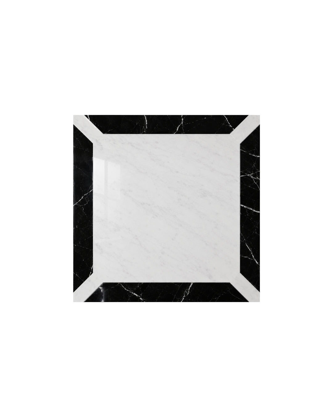 Prestige 7 marmorflise i Bianco Carrara og Nero Marquinha, 20×20 cm – Devon&Devon