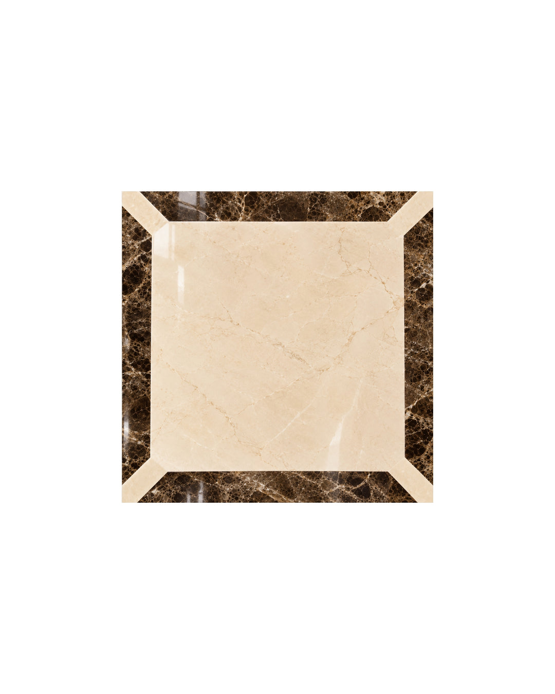 Prestige 7 marmorflise i Crema Marfil og Emperador Dark, 20×20 cm – Devon&Devon