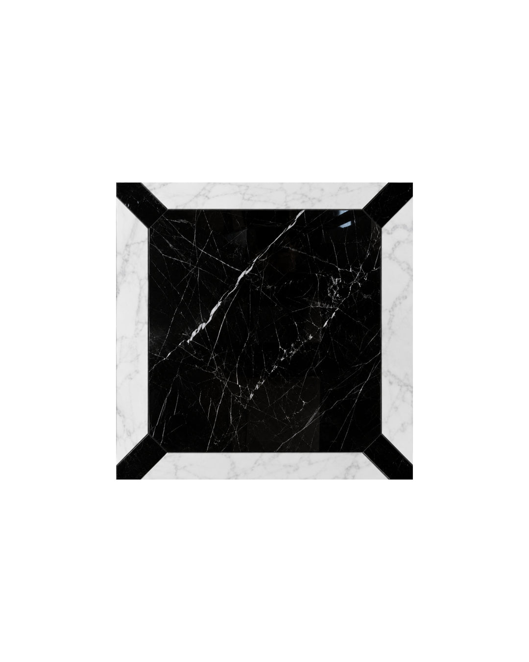 Prestige 7 marmorflise i Nero Marquinha og Bianco Carrara, 20×20 cm – Devon&Devon