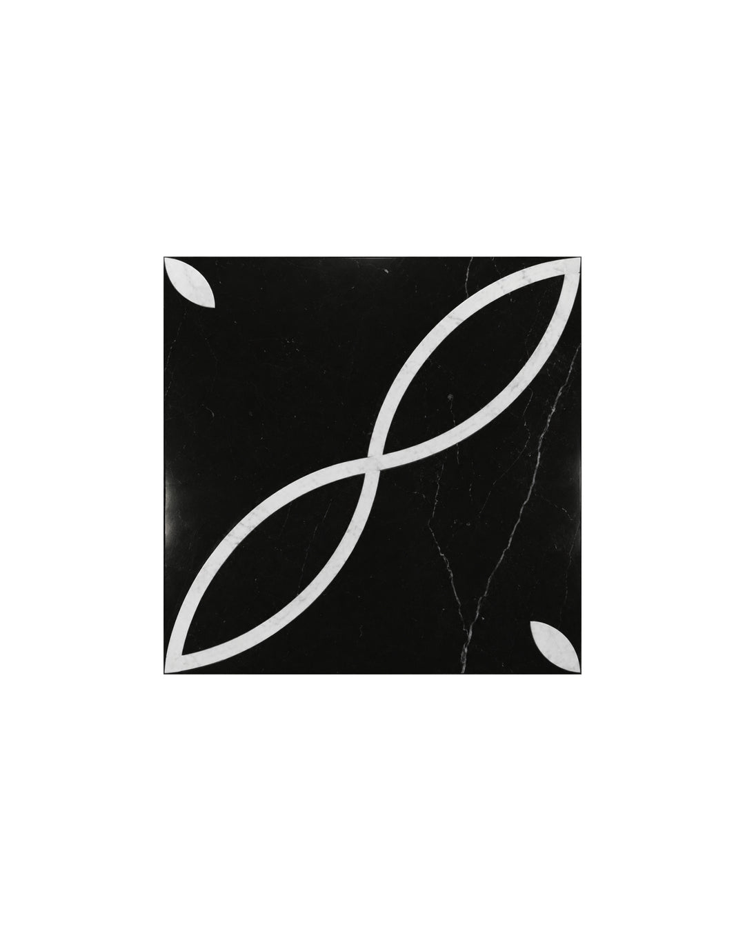Prestige 8 marmorflise i Nero Marquinha og Bianco Carrara, 20×20 cm – Devon&Devon