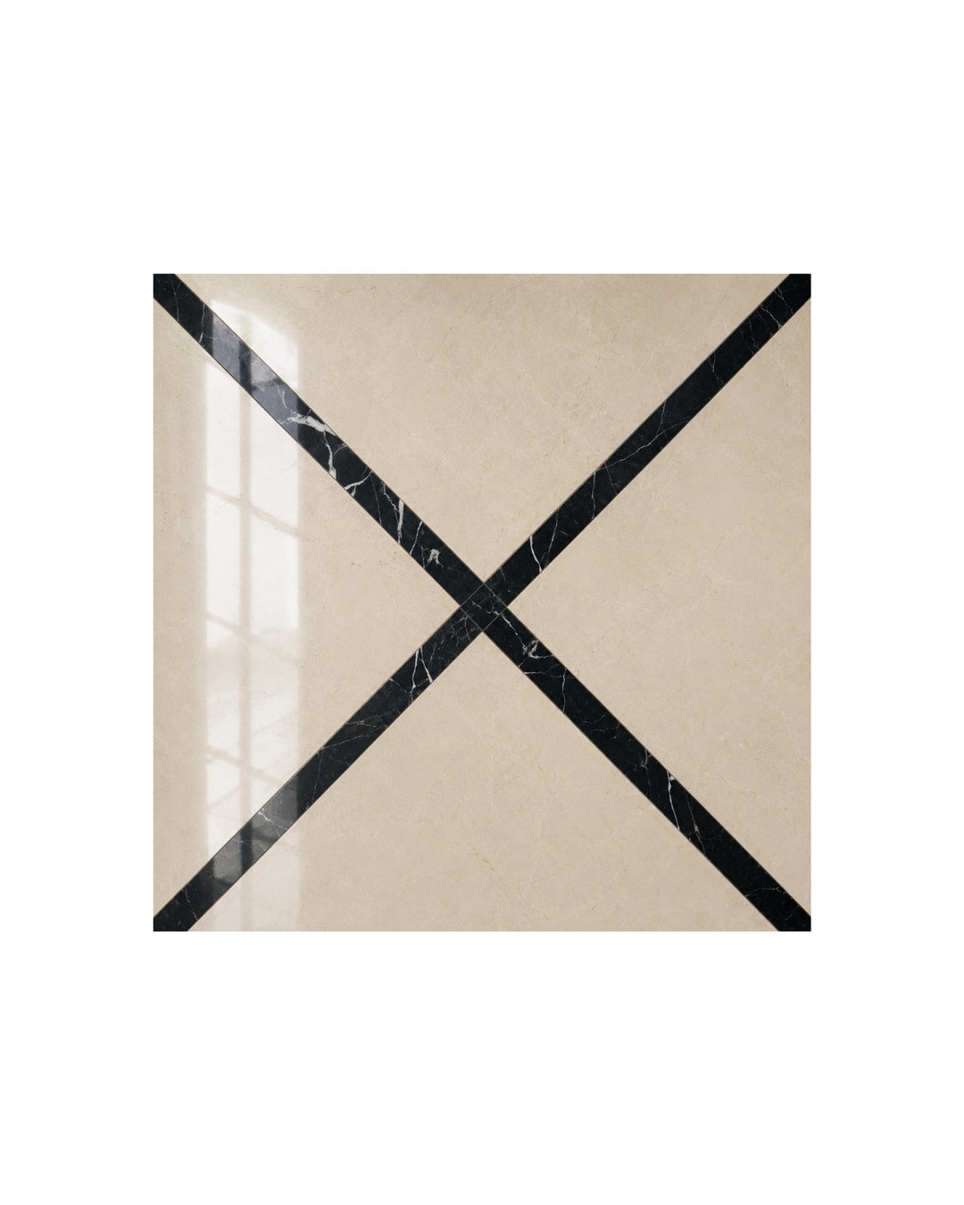 Prestige 2 marmorflise i Crema Marfil og Nero Marquinha, 60×60 cm – Devon&Devon
