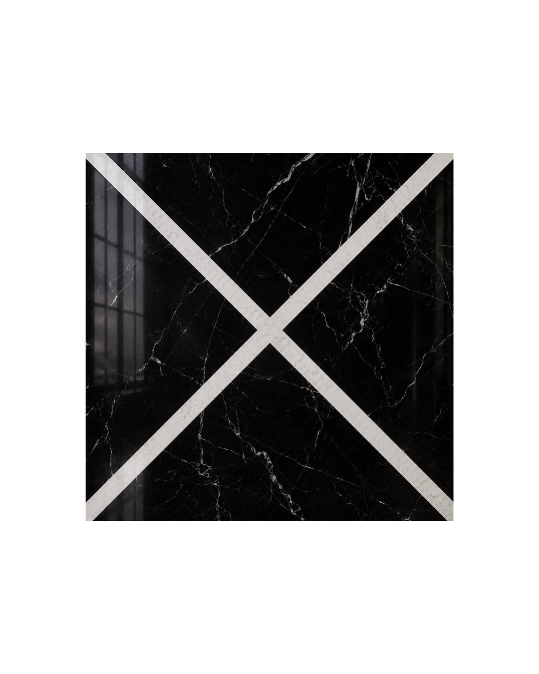 Prestige 2 marmorflise i Nero Marquinha og Bianco Carrara, 60×60 cm – Devon&Devon