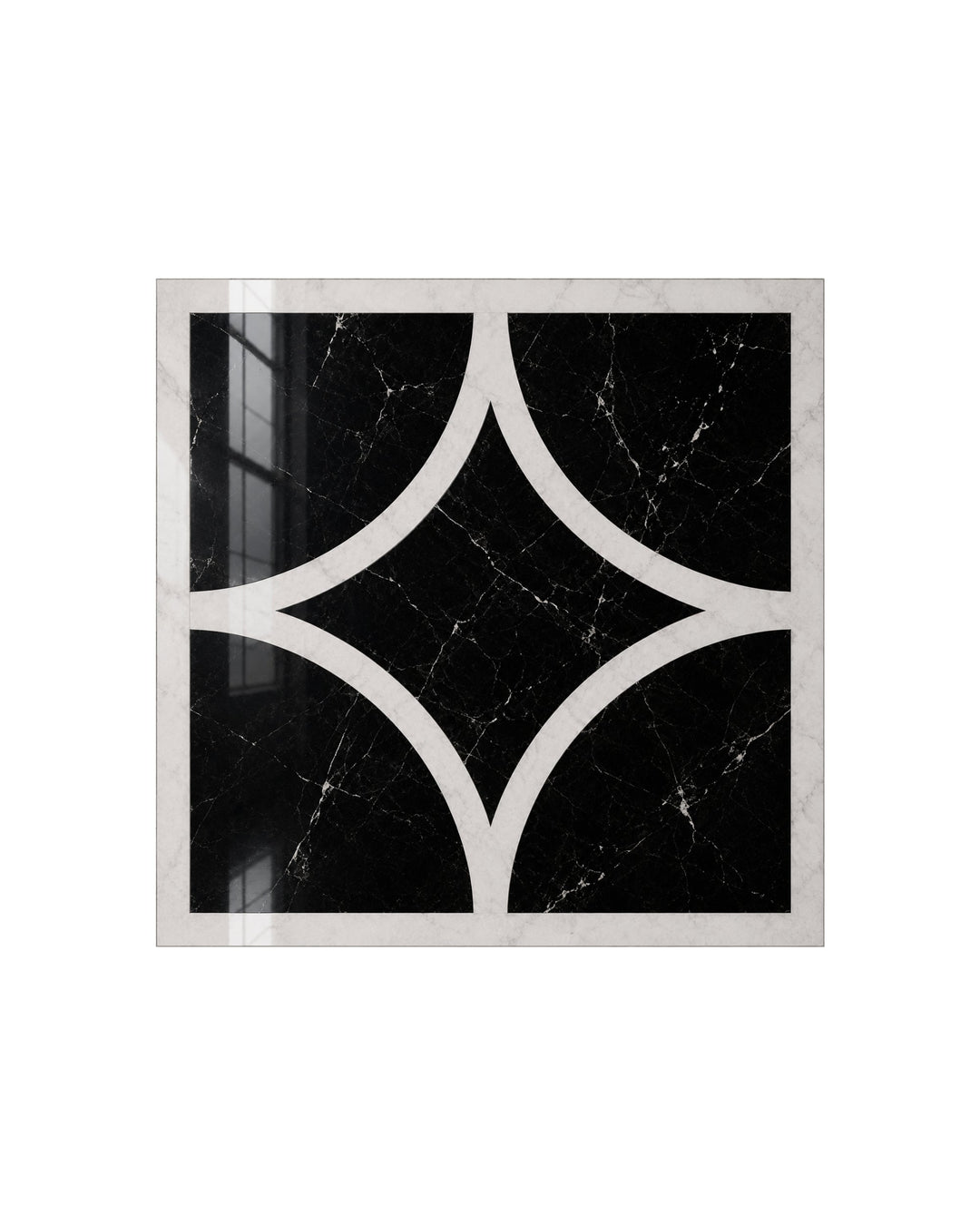 Prestige 3 marmorflise i Nero Marquinha og Bianco Carrara, 60×60 cm – Devon&Devon