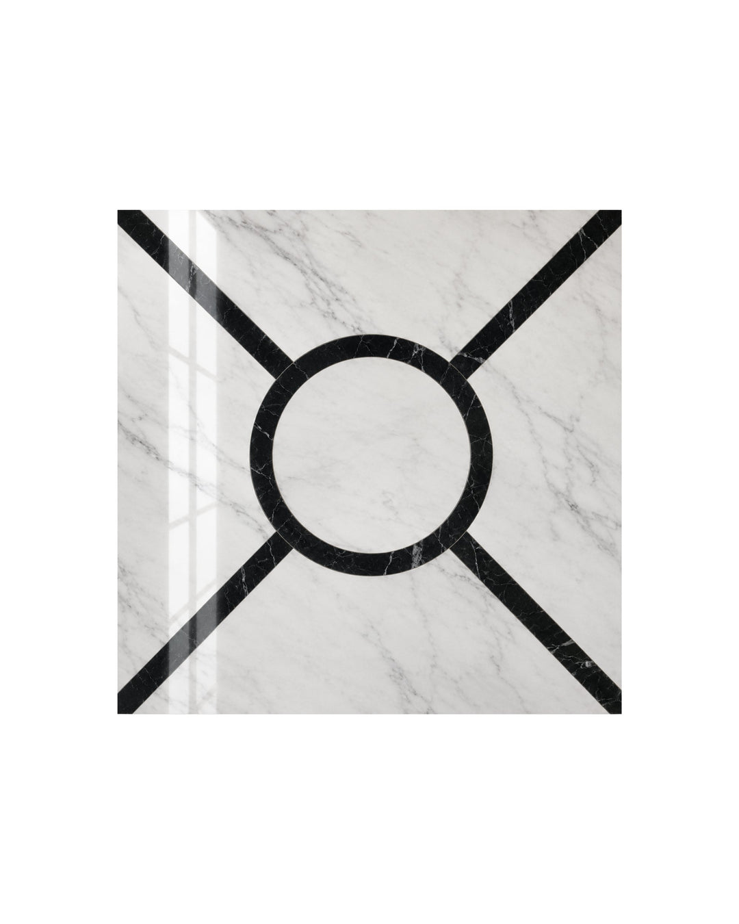 Prestige 4 marmorflise i Bianco Carrara og Nero Marquinha, 60×60 cm – Devon&Devon