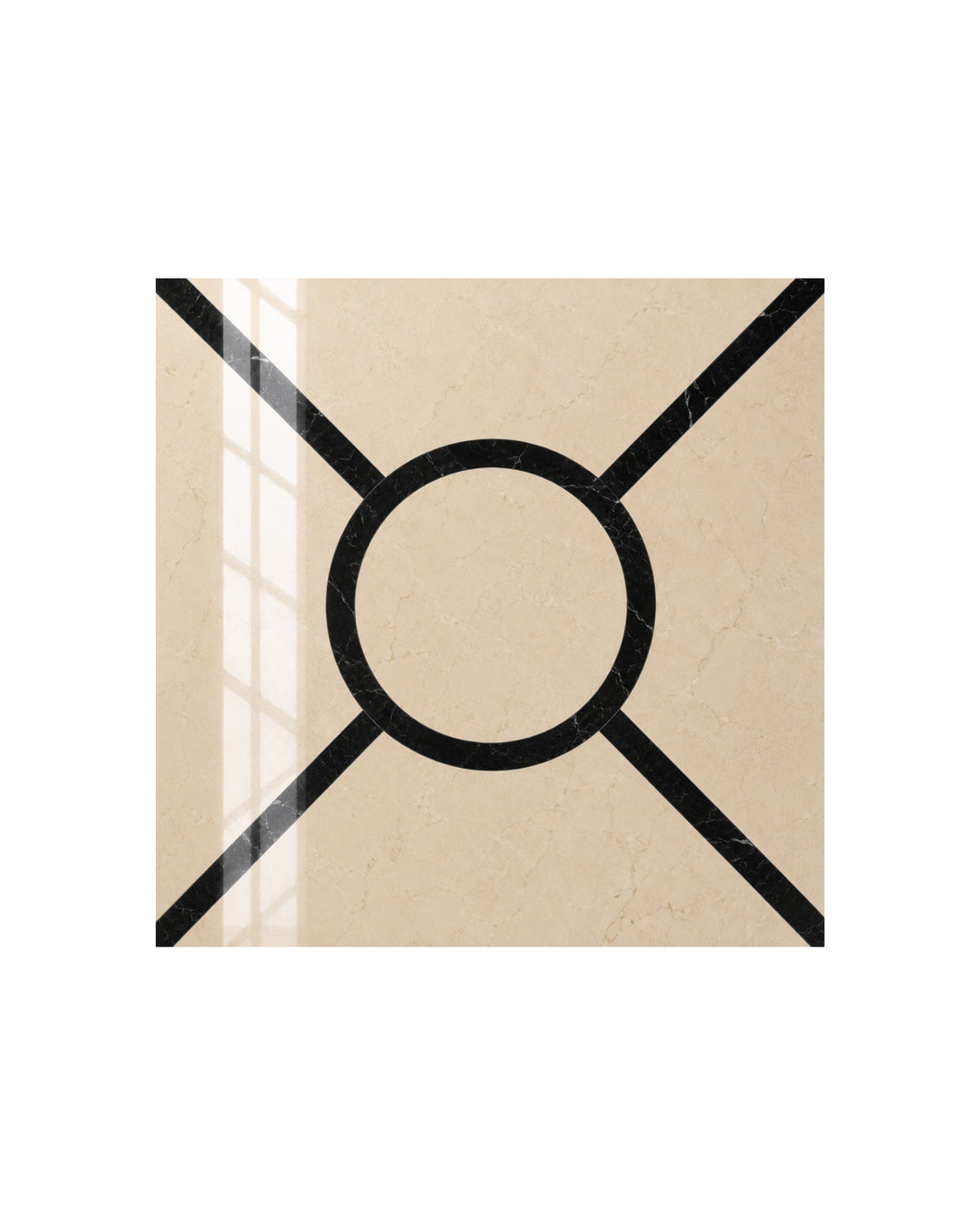 Prestige 4 marmorflise i Crema Marfil og Nero Marquinha, 60×60 cm – Devon&Devon