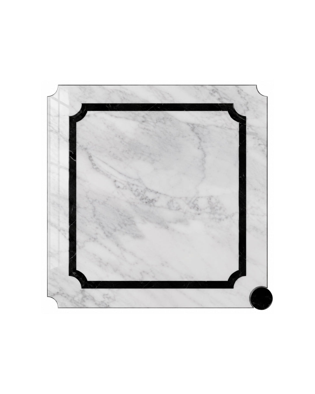 Prestige 5 marmorflise i Bianco Carrara og Nero Marquinha, 60×60 cm – Devon&Devon