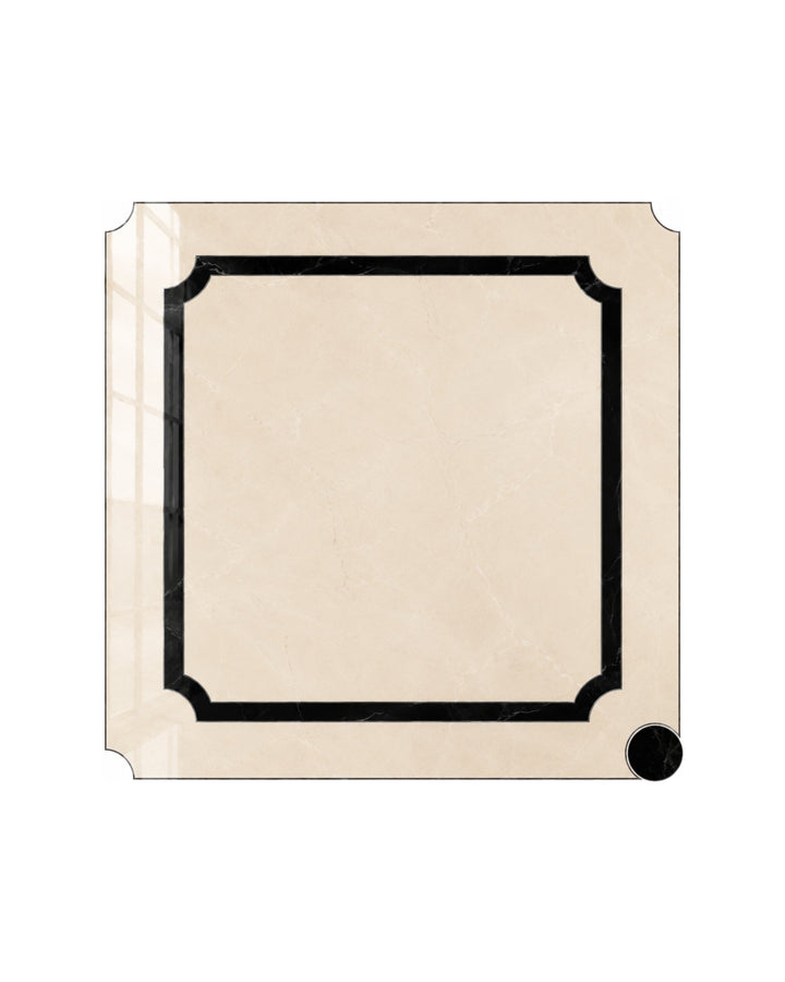 Prestige 5 marmorflise i Crema Marfil og Nero Marquinha, 60×60 cm – Devon&Devon