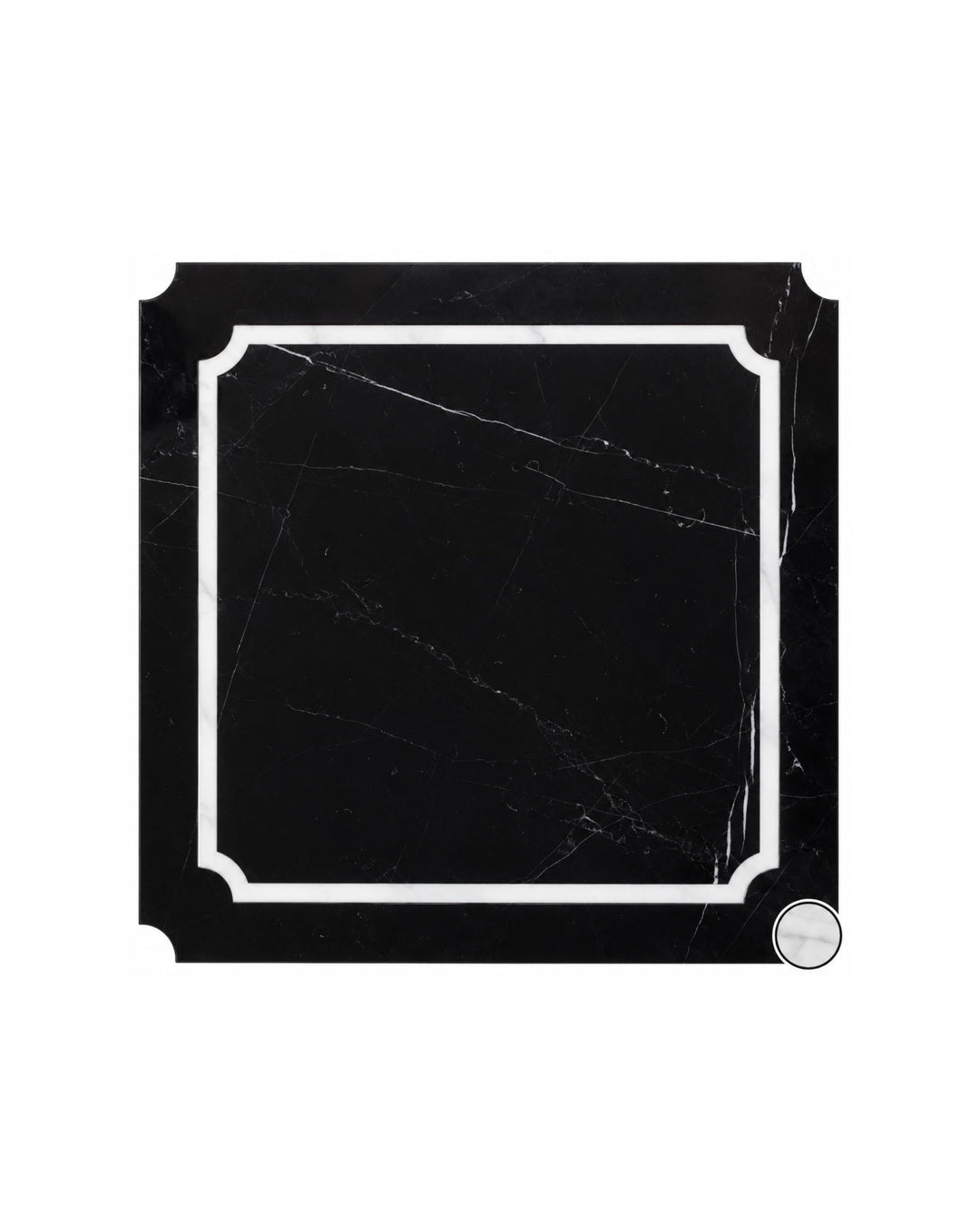 Prestige 5 marmorflise i Nero Marquinha og Bianco Carrara, 60×60 cm – Devon&Devon