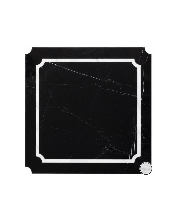 Prestige 5 marmorflise i Nero Marquinha og Bianco Carrara, 60×60 cm – Devon&Devon