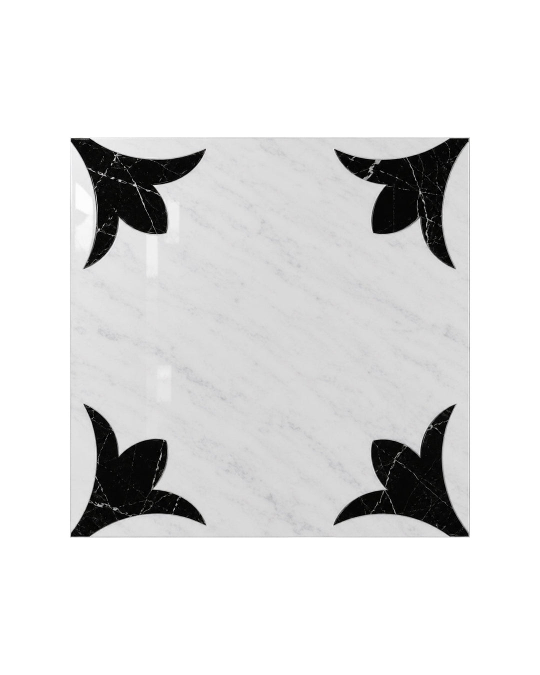 Prestige 6 marmorflise i Bianco Carrara og Nero Marquinha, 60×60 cm – Devon&Devon