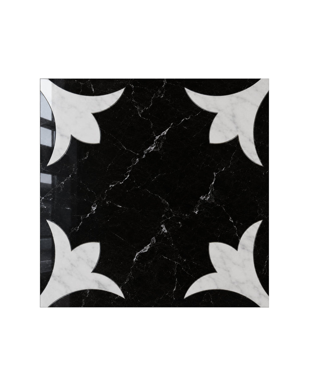 Prestige 6 marmorflise i Nero Marquinha og Bianco Carrara, 60×60 cm – Devon&Devon