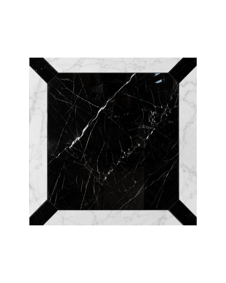 Prestige 7 marmorflise i Nero Marquinha og Bianco Carrara, 60×60 cm – Devon&Devon